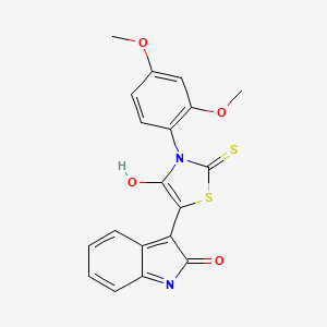 molecular formula C19H14N2O4S2 B2794408 (Z)-3-(2,4-dimethoxyphenyl)-5-(2-oxoindolin-3-ylidene)-2-thioxothiazolidin-4-one CAS No. 868141-90-6