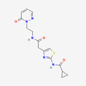 N-(4-(2-oxo-2-((2-(6-oxopyridazin-1(6H)-yl)ethyl)amino)ethyl)thiazol-2-yl)cyclopropanecarboxamide