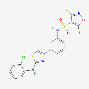 molecular formula C20H17ClN4O3S2 B2794415 N-(3-(2-((2-chlorophenyl)amino)thiazol-4-yl)phenyl)-3,5-dimethylisoxazole-4-sulfonamide CAS No. 1797726-21-6