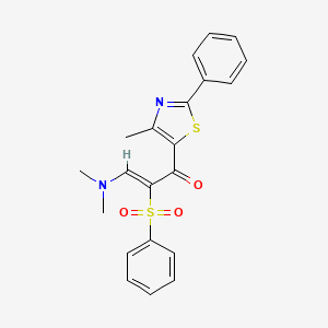 molecular formula C21H20N2O3S2 B2794417 (Z)-2-(benzenesulfonyl)-3-(dimethylamino)-1-(4-methyl-2-phenyl-1,3-thiazol-5-yl)prop-2-en-1-one CAS No. 866017-79-0