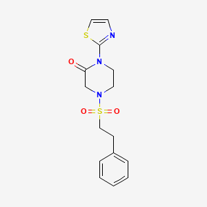 molecular formula C15H17N3O3S2 B2794422 4-(2-Phenylethylsulfonyl)-1-(1,3-thiazol-2-yl)piperazin-2-one CAS No. 2320537-84-4