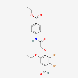 Ethyl 4-{[(2,3-dibromo-6-ethoxy-4-formylphenoxy)acetyl]amino}benzoate