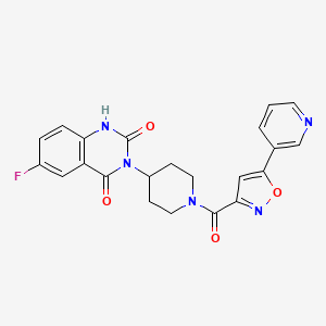 molecular formula C22H18FN5O4 B2794440 6-fluoro-3-(1-(5-(pyridin-3-yl)isoxazole-3-carbonyl)piperidin-4-yl)quinazoline-2,4(1H,3H)-dione CAS No. 2034371-76-9