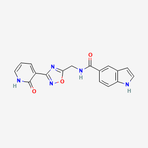 molecular formula C17H13N5O3 B2794446 N-((3-(2-oxo-1,2-dihydropyridin-3-yl)-1,2,4-oxadiazol-5-yl)methyl)-1H-indole-5-carboxamide CAS No. 1903291-09-7
