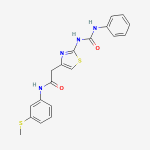 molecular formula C19H18N4O2S2 B2794451 N-(3-(methylthio)phenyl)-2-(2-(3-phenylureido)thiazol-4-yl)acetamide CAS No. 921486-31-9