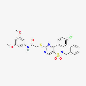 2-((6-benzyl-8-chloro-5,5-dioxido-6H-benzo[c]pyrimido[4,5-e][1,2]thiazin-2-yl)thio)-N-(3,5-dimethoxyphenyl)acetamide