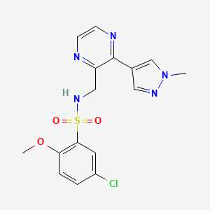 molecular formula C16H16ClN5O3S B2794467 5-chloro-2-methoxy-N-((3-(1-methyl-1H-pyrazol-4-yl)pyrazin-2-yl)methyl)benzenesulfonamide CAS No. 2034466-18-5