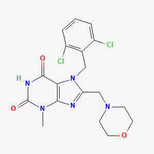 molecular formula C18H19Cl2N5O3 B2794469 7-[(2,6-Dichlorophenyl)methyl]-3-methyl-8-(morpholin-4-ylmethyl)purine-2,6-dione CAS No. 876898-91-8