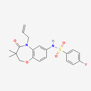 molecular formula C20H21FN2O4S B2794485 N-(5-allyl-3,3-dimethyl-4-oxo-2,3,4,5-tetrahydrobenzo[b][1,4]oxazepin-7-yl)-4-fluorobenzenesulfonamide CAS No. 921909-80-0