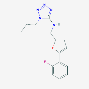 molecular formula C15H16FN5O B279449 N-{[5-(2-fluorophenyl)furan-2-yl]methyl}-1-propyl-1H-tetrazol-5-amine 