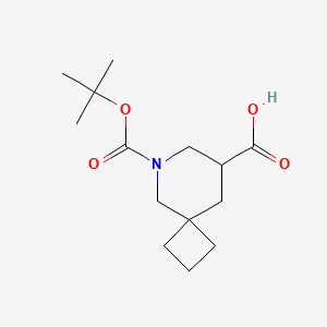 molecular formula C14H23NO4 B2794511 6-[(2-Methylpropan-2-yl)oxycarbonyl]-6-azaspiro[3.5]nonane-8-carboxylic acid CAS No. 1983309-33-6