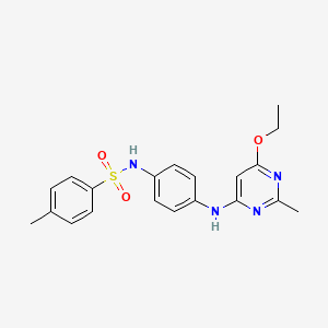 molecular formula C20H22N4O3S B2794523 N-(4-((6-ethoxy-2-methylpyrimidin-4-yl)amino)phenyl)-4-methylbenzenesulfonamide CAS No. 946274-02-8