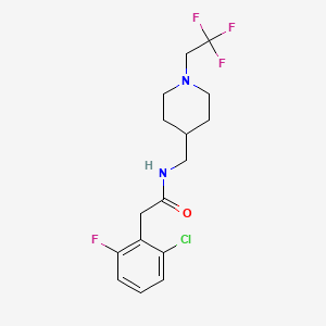 molecular formula C16H19ClF4N2O B2794524 2-(2-Chloro-6-fluorophenyl)-N-[[1-(2,2,2-trifluoroethyl)piperidin-4-yl]methyl]acetamide CAS No. 2309731-92-6