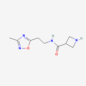 molecular formula C11H15F3N4O4 B2794525 N-(2-(3-Methyl-1,2,4-oxadiazol-5-yl)ethyl)azetidine-3-carboxamide CAS No. 1701675-32-2