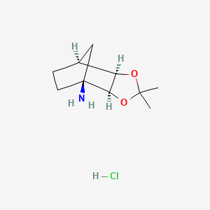 molecular formula C10H18ClNO2 B2794533 (1S,2S,6R,7S)-4,4-Dimethyl-3,5-dioxatricyclo[5.2.1.02,6]decan-1-amine;hydrochloride CAS No. 2378490-10-7