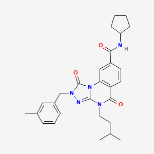 molecular formula C28H33N5O3 B2794553 N-cyclopentyl-2-(3-methylbenzyl)-4-(3-methylbutyl)-1,5-dioxo-1,2,4,5-tetrahydro[1,2,4]triazolo[4,3-a]quinazoline-8-carboxamide CAS No. 1242936-03-3