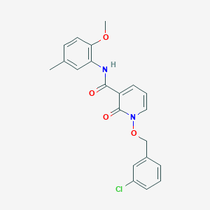 molecular formula C21H19ClN2O4 B2794556 1-((3-chlorobenzyl)oxy)-N-(2-methoxy-5-methylphenyl)-2-oxo-1,2-dihydropyridine-3-carboxamide CAS No. 852365-85-6