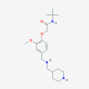 molecular formula C20H33N3O3 B279457 N-(tert-butyl)-2-(2-methoxy-4-{[(4-piperidinylmethyl)amino]methyl}phenoxy)acetamide 