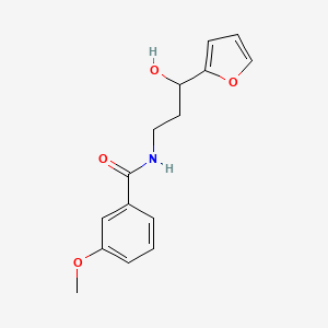 molecular formula C15H17NO4 B2794576 N-(3-(呋喃-2-基)-3-羟基丙基)-3-甲氧基苯甲酰胺 CAS No. 1421476-23-4