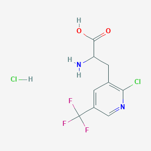 molecular formula C9H9Cl2F3N2O2 B2794606 2-氨基-3-[2-氯-5-(三氟甲基)吡啶-3-基]丙酸；盐酸 CAS No. 2309443-45-4