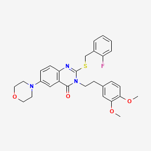 molecular formula C29H30FN3O4S B2794613 3-(3,4-dimethoxyphenethyl)-2-((2-fluorobenzyl)thio)-6-morpholinoquinazolin-4(3H)-one CAS No. 689760-66-5