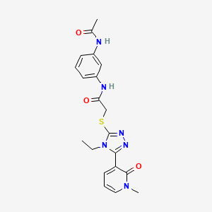 molecular formula C20H22N6O3S B2794638 N-(3-乙酰胺基苯基)-2-((4-乙基-5-(1-甲基-2-氧代-1,2-二氢嘧啶-3-基)-4H-1,2,4-三唑-3-基)硫)乙酰胺 CAS No. 1105228-27-0