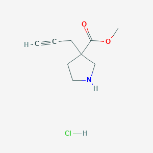 molecular formula C9H14ClNO2 B2794643 Methyl 3-(prop-2-yn-1-yl)pyrrolidine-3-carboxylate hydrochloride CAS No. 2241129-36-0