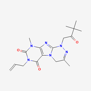 molecular formula C18H24N6O3 B2794645 1-(3,3-Dimethyl-2-oxobutyl)-3,9-dimethyl-7-prop-2-enyl-4H-purino[8,7-c][1,2,4]triazine-6,8-dione CAS No. 923417-41-8