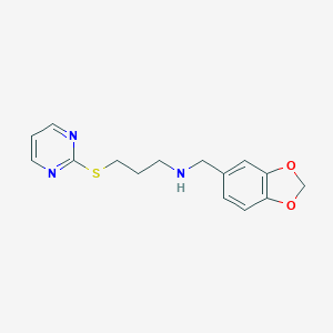 N-(1,3-benzodioxol-5-ylmethyl)-N-[3-(2-pyrimidinylsulfanyl)propyl]amine