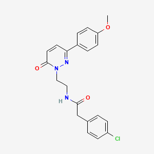 molecular formula C21H20ClN3O3 B2794650 2-(4-chlorophenyl)-N-(2-(3-(4-methoxyphenyl)-6-oxopyridazin-1(6H)-yl)ethyl)acetamide CAS No. 921873-54-3