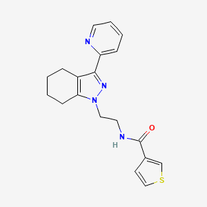 molecular formula C19H20N4OS B2794651 N-(2-(3-(pyridin-2-yl)-4,5,6,7-tetrahydro-1H-indazol-1-yl)ethyl)thiophene-3-carboxamide CAS No. 1797623-29-0