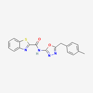 molecular formula C18H14N4O2S B2794657 N-(5-(4-methylbenzyl)-1,3,4-oxadiazol-2-yl)benzo[d]thiazole-2-carboxamide CAS No. 1170108-88-9