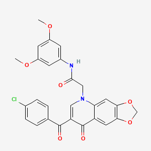 molecular formula C27H21ClN2O7 B2794677 2-[7-(4-氯苯甲酰)-8-氧代-[1,3]二氧杂环戊[4,5-g]喹啉-5-基]-N-(3,5-二甲氧基苯基)乙酰胺 CAS No. 866341-98-2