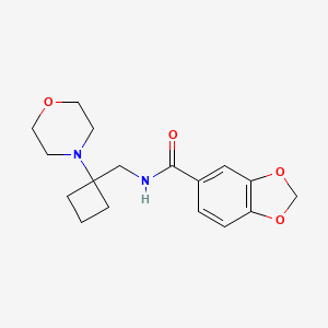 molecular formula C17H22N2O4 B2794687 N-[(1-Morpholin-4-ylcyclobutyl)methyl]-1,3-benzodioxole-5-carboxamide CAS No. 2380078-71-5