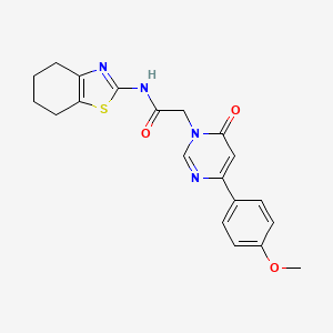 molecular formula C20H20N4O3S B2794698 2-(4-(4-methoxyphenyl)-6-oxopyrimidin-1(6H)-yl)-N-(4,5,6,7-tetrahydrobenzo[d]thiazol-2-yl)acetamide CAS No. 1226437-90-6