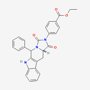 molecular formula C28H23N3O4 B2794699 Ethyl 4-[(15S)-12,14-dioxo-10-phenyl-8,11,13-triazatetracyclo[7.7.0.02,7.011,15]hexadeca-1(9),2,4,6-tetraen-13-yl]benzoate CAS No. 956944-40-4