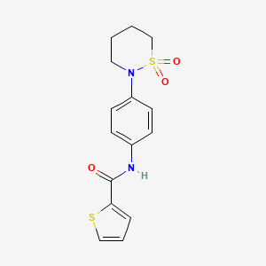 molecular formula C15H16N2O3S2 B2794702 N-[4-(1,1-dioxothiazinan-2-yl)phenyl]thiophene-2-carboxamide CAS No. 899976-07-9
