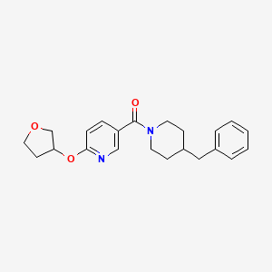 molecular formula C22H26N2O3 B2794704 (4-Benzylpiperidin-1-yl)(6-((tetrahydrofuran-3-yl)oxy)pyridin-3-yl)methanone CAS No. 2034244-54-5