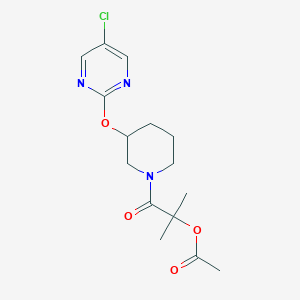 molecular formula C15H20ClN3O4 B2794706 1-(3-((5-Chloropyrimidin-2-yl)oxy)piperidin-1-yl)-2-methyl-1-oxopropan-2-yl acetate CAS No. 2034499-33-5