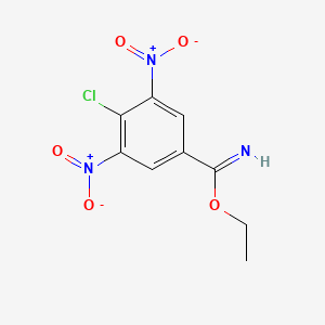 molecular formula C9H8ClN3O5 B2794707 4-Chloro-3,5-dinitro-benzimidic acid ethyl ester CAS No. 1243360-38-4