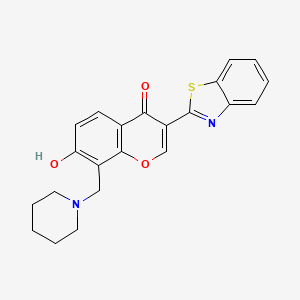 molecular formula C22H20N2O3S B2794726 3-Benzothiazol-2-yl-7-hydroxy-8-piperidin-1-ylmethyl-chromen-4-one CAS No. 314745-62-5