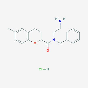 molecular formula C20H25ClN2O2 B2794735 N-(2-Aminoethyl)-N-benzyl-6-methyl-3,4-dihydro-2H-chromene-2-carboxamide;hydrochloride CAS No. 2418727-48-5