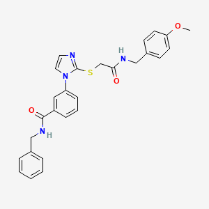 molecular formula C27H26N4O3S B2794746 N-benzyl-3-(2-((2-((4-methoxybenzyl)amino)-2-oxoethyl)thio)-1H-imidazol-1-yl)benzamide CAS No. 1115403-43-4