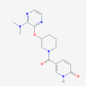 molecular formula C17H21N5O3 B2794755 5-(3-((3-(二甲基氨基)吡嘧啶-2-基)氧基)哌啶-1-甲酰)吡啶-2(1H)-酮 CAS No. 2034479-69-9