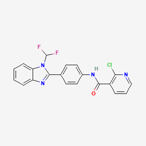 molecular formula C20H13ClF2N4O B2794759 2-chloro-N-{4-[1-(difluoromethyl)-1H-1,3-benzodiazol-2-yl]phenyl}pyridine-3-carboxamide CAS No. 1111572-16-7
