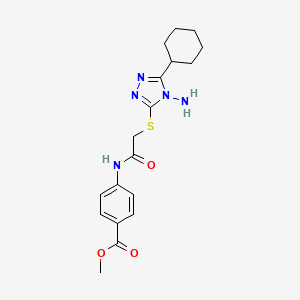 molecular formula C18H23N5O3S B2794765 Methyl 4-[[2-[(4-amino-5-cyclohexyl-1,2,4-triazol-3-yl)sulfanyl]acetyl]amino]benzoate CAS No. 586995-79-1