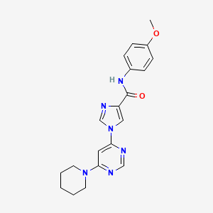 molecular formula C20H22N6O2 B2794776 N~4~-(4-甲氧基苯基)-1-(6-哌啶基-4-吡嘧啶基)-1H-咪唑-4-甲酰胺 CAS No. 1251678-73-5