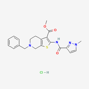 molecular formula C21H23ClN4O3S B2794786 methyl 6-benzyl-2-(1-methyl-1H-pyrazole-3-carboxamido)-4,5,6,7-tetrahydrothieno[2,3-c]pyridine-3-carboxylate hydrochloride CAS No. 1189437-16-8