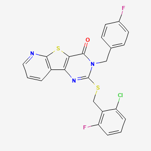 molecular formula C23H14ClF2N3OS2 B2794793 2-((2-氯-6-氟苄基)硫代)-3-(4-氟苄基)吡啶并[3',2':4,5]噻吩[3,2-d]嘧啶-4(3H)-酮 CAS No. 1223912-56-8