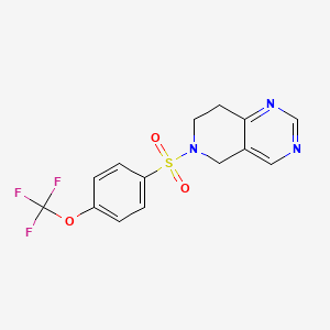 molecular formula C14H12F3N3O3S B2794806 6-[4-(trifluoromethoxy)benzenesulfonyl]-5H,6H,7H,8H-pyrido[4,3-d]pyrimidine CAS No. 1797713-03-1